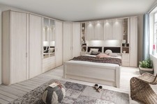 DESIGNER WARDROBE GERMAN BEDROOM OVERBED GREY WHITE FITTED STORAGE GLOSS OAK