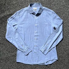 Reiss Men's Slim Fit Shirt Size L Blue Long Sleeve Button Up Cotton