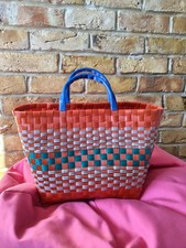 Handwoven Recycled Fiber Basket: Eco-Friendly Shopping Tote