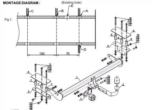 Swan neck tow bar for - ,