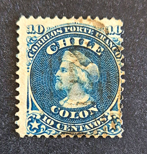 Stamp chile 1868 stamped - stamp, chile,