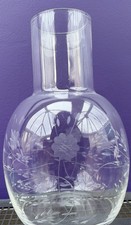 Etched Cut Glass Vase Floral