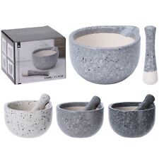 Porcelain Pestle And Mortar Set Spice A Herb Crusher Grinder Granite Look 12cm