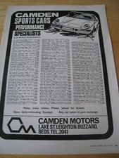 CAMDEN MOTORS SPORTS CAR PERFORMANCE STOCK POSTER ADVERT APPROX A4 SIZE FILE10