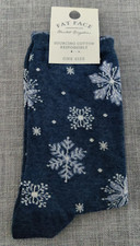 BNWT FAT FACE Ladies Navy Snowflake Socks One Size (UK 4-7)