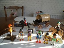 VINTAGE PLAYMOBILE CAMPSITE  C/W VINTAGE PLAYMOBILE PEOPLE WAGON HORSES BBQ BOAT