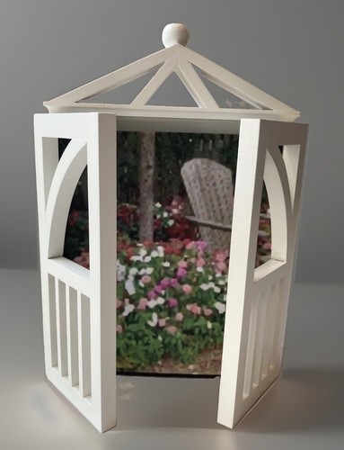 Vtg white wooden gazebo - vtg,