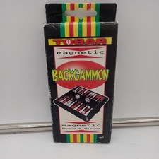 Vintage Backgammon Travel Game by Tobar Magnetic Board and Pieces Pocket Size
