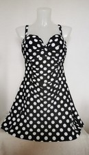 BNWT Simply Be Tummy Control Underwired Twist Front Swim Dress Polka Dot UK36D