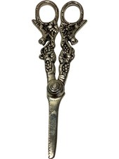 Vintage Antique Silver Plate Grape Scissors Ornate Fox & Vine Design Collectible