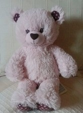 BUILD A BEAR Pink Hearts, Pale Pink Teddy Bear  16"Plush  VGC
