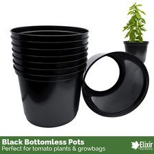 Black Plastic Bottomless Plant Pots | Deep Rooting Tomato & Flower Culture Rings
