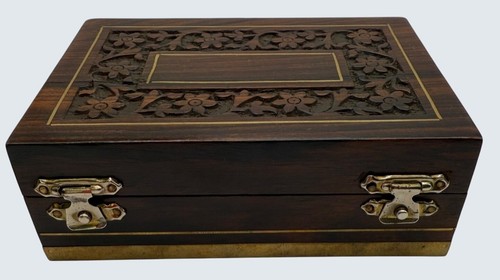Hand carved wooden box - hand-carved, with
