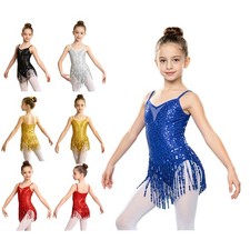Girl Sequin Tassel Tango Latin