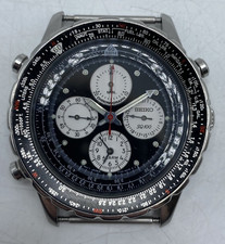 Seiko Flightmaster Chronograph Watch SQ100 7T34-6A90 Men's Steel Watch Only