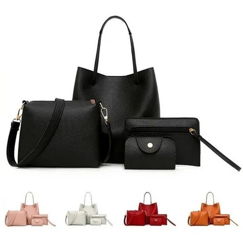 4pcs ladies faux leather tote - 4pcs,