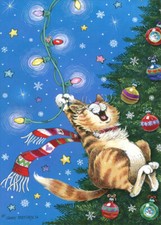 Cat Swinging from Christmas