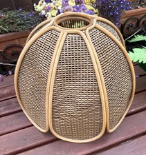 Vintage Bamboo Cane Wicker Rattan Light Lamp Shade Retro Mid Century Boho BHS