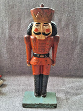 Vintage Hand Painted Cast Iron Nutcracker Soldier.Christmas Figurine c.1940-50.