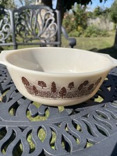 Vintage PYREX England Rustic Trees Round Casserole Dish without lid 8" Approx