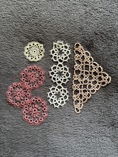 Four small pieces of vintage handmade tatting, different designs and colours