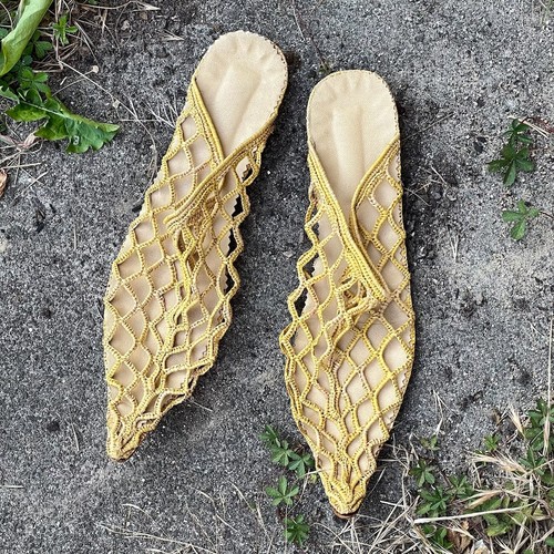 Moroccan yellow raffia - , macrame