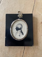 Painted Silhouette Of A Young Man In A Black Papier-mâche Frame