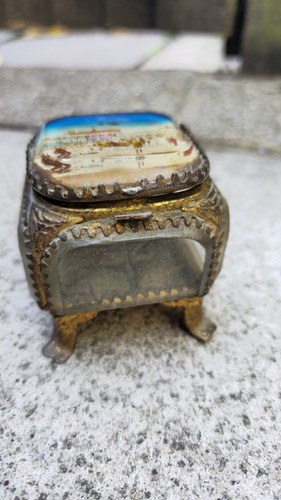 Antique beveled glass casket - antique,