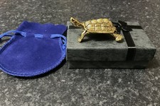 Lucky Miniature Brass Turtle Statue Collectable Pouch Pets Ornaments, Gift Box