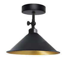 Modern Black Flush Ceiling Light Fitting Metal Shade Lampshade LED Bulb