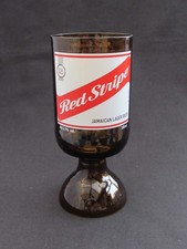 RED STRIPE - JAMAICAN LAGER / BEER STEMMED CHALICE GLASS GOBLET - 100% RECYCLED!