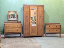 Vintage Oak Carved Bedroom Set