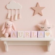 PERSONALISED WOODEN BABY NAME BLOCKS NURSERY/BEDROOM BABY price per letter