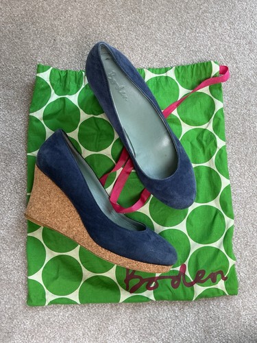 Boden navy suede cork wedge - boden,