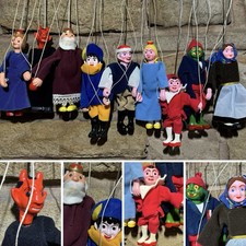 Vintage Puppet/ Marionettes (9 figures) made in Czechoslovakia 