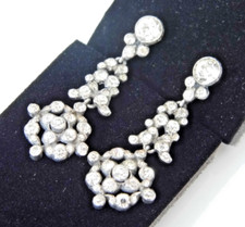 STUNNING ANTIQUE EDWARDIAN SILVER PASTE STONE CHANDELIER SWING DROP EARRINGS