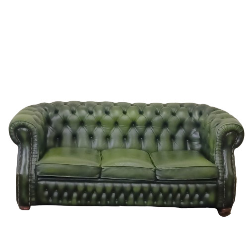 Three seater green leather - seater,