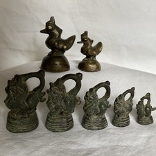 Antique Bronze Opium Weights Set Birds Hamza Firebird