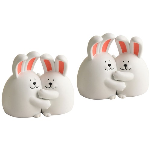 White rabbit resin bookends - rabbit,