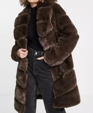 River Island Women's oversized Brown Long Faux Fur Coat