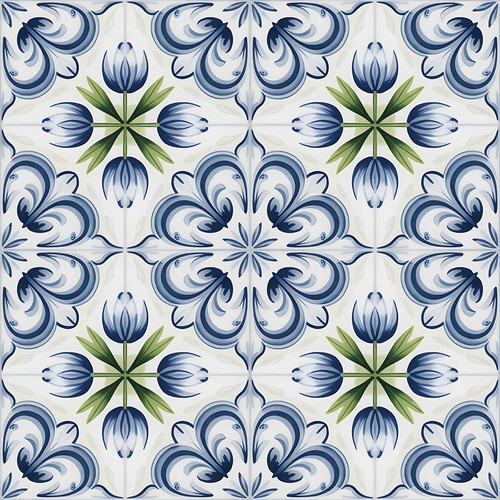 48x blue delft tile stickers - delft,