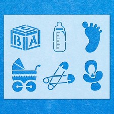 Baby Nursery Symbols Icons Stencil: Mylar Airbrush Wall Art Painting Crafts