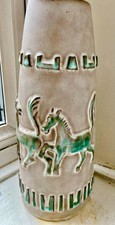 Vintage 1960s  Jopeko Keramik Mid century German  Vase wild horses Matte glazed