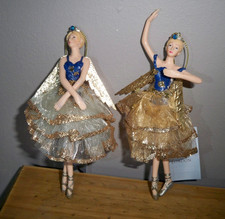 Gisela Graham Set of TWO Ballerina Fairies Hanging Christmas Decorations H16cm