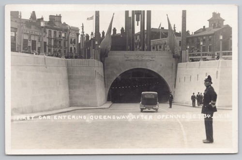 Postcard vintage liverpool car - liverpool,