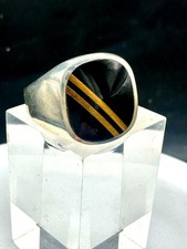 Mens back silver ring signet