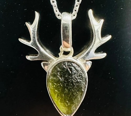 Raw moldavite pendant 925 - moldavite,