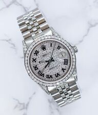 Gents Rolex Datejust 36mm with Pave Diamond Dial, Diamond Bezel and Shoulders.
