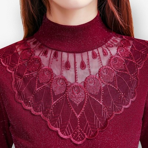 Women lady lace shirt - lace, mesh