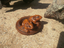 Hand Carved wood netsuke mice